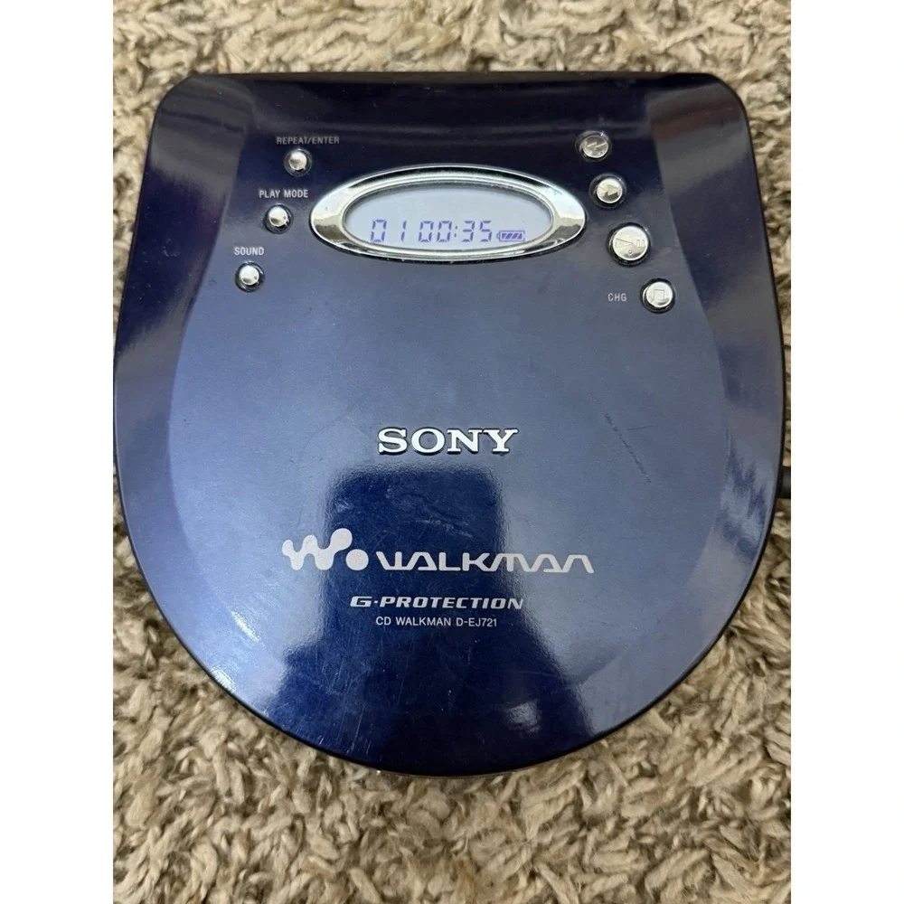 Sony D-EJ721 Walkman Blue Portable CD Player With Headphones Tested Working